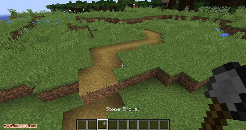 Как сделать дорожки из травы в Minecraft0